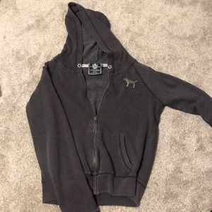 BEDAZZLED PINK VICTORIAS SECRET ZIP-UP HOODIE
